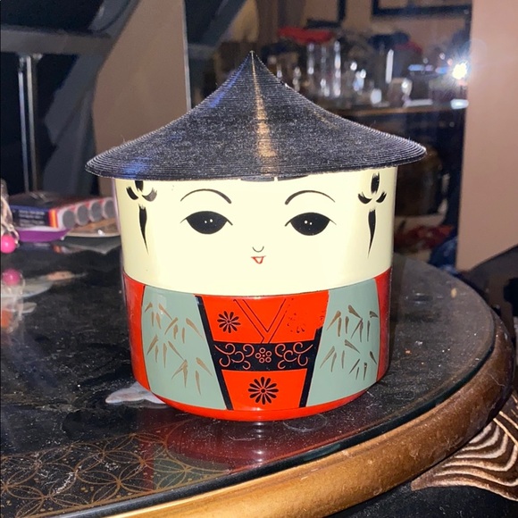 Other - Kokeshi Doll Traditional Wooden Decorative Container from Tohoku Japan 19th cent